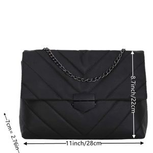 New Black Quilted chain strap square bag with push lock closure